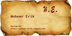 Wohner Erik névjegykártya